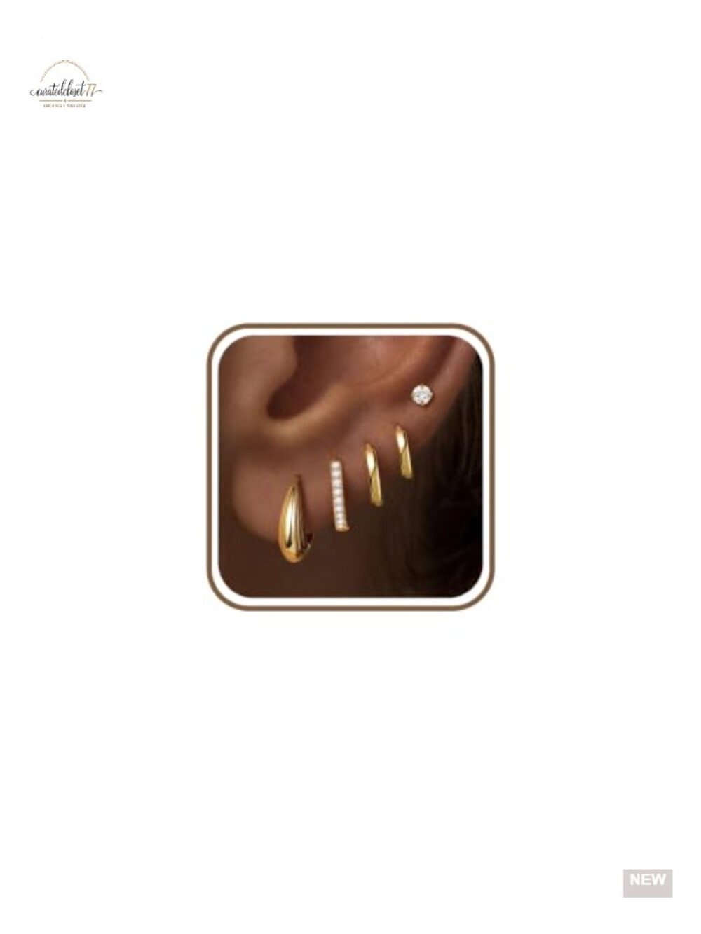 Hypoallergenic 14K Gold Plated Hoop & Stud Earring Set for Sensitive Ears